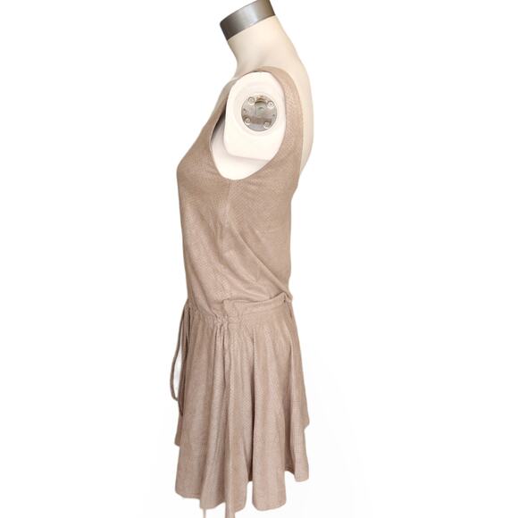 FREE PEOPLE Movement perforated drawstring waist faux suede mini dress Sz S NEW - Picture 2 of 7